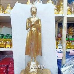 Buddha Standing Meditation healing Brass Statue Amulet Antique Sacred Thai