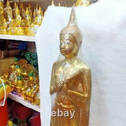 Buddha Standing Meditation healing Brass Statue Amulet Antique Sacred Thai