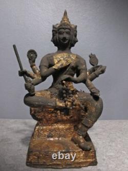 Buddha Statue Bronze Sculpture Brahma with Eight Arms Thai Amulet