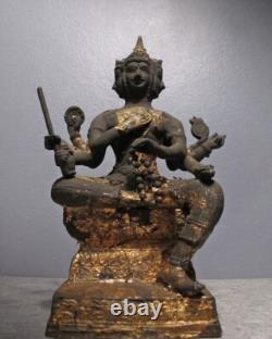 Buddha Statue Bronze Sculpture Brahma with Eight Arms Thai Amulet