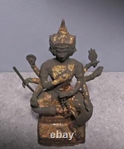 Buddha Statue Bronze Sculpture Brahma with Eight Arms Thai Amulet