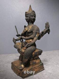 Buddha Statue Bronze Sculpture Brahma with Eight Arms Thai Amulet