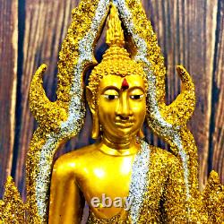Buddha Statue Chinnaraj Peaceful Lucky Gold Dust Magic Rich Thai Amulet #16921