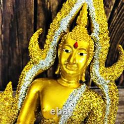 Buddha Statue Chinnaraj Peaceful Lucky Gold Dust Magic Rich Thai Amulet #16921