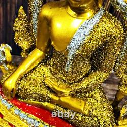 Buddha Statue Chinnaraj Peaceful Lucky Gold Dust Magic Rich Thai Amulet #16921