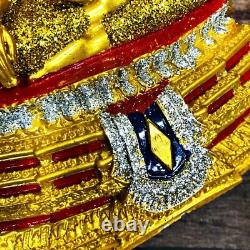 Buddha Statue Chinnaraj Peaceful Lucky Gold Dust Magic Rich Thai Amulet #16921