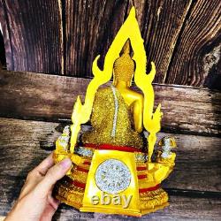 Buddha Statue Chinnaraj Peaceful Lucky Gold Dust Magic Rich Thai Amulet #16921