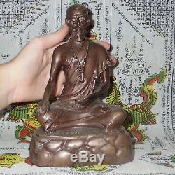 Buddha Statue Hermit Lersi Chiwok Talisman Thai Sitting Figure Brass Amulet