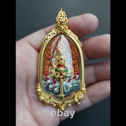 Buddha on Head Giant God Thao Wessuwan Golden Face Thai Amulet Phra Nikhom