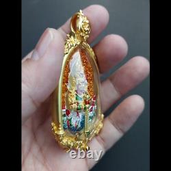 Buddha on Head Giant God Thao Wessuwan Golden Face Thai Amulet Phra Nikhom