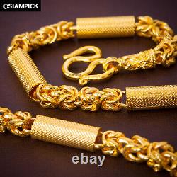 Byzantine Chain Necklace 23K 24K Gold Jewelry Thai Baht Amulet Buddha Necklace
