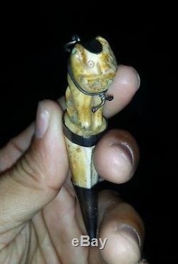 Carve tooth Phra LP. Nok Wat Sangkasee Thai Buddha Amulet rare Lucky Rich be 2475