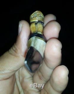 Carve tooth Phra LP. Nok Wat Sangkasee Thai Buddha Amulet rare Lucky Rich be 2475