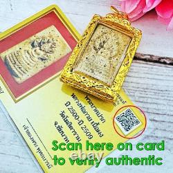 Certificate Somdej Nakpog Buddha Naga Cobra 7head Shield Kuay Thai Amulet #18419