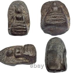 Certified Phra Kong, Wat PhraKongRuesi, Ancient black clay, Thai Buddha Amulet