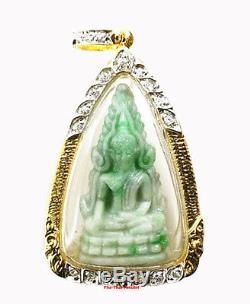 Chinnarat Buddha Jade Gold Case Gp 18k Gemstone Holy Buddha Rare Thai Amulet
