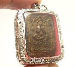 Close Eyes Pidta Buddha Lotus Lp Boon Thai Amulet Against Black Magic Bad Spirit