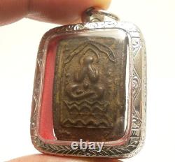 Close Eyes Pidta Buddha Lotus Lp Boon Thai Amulet Against Black Magic Bad Spirit