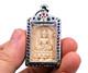 Craved White Buddha Amulet Pendant Thai temple BE 2510 Nuea Nga Sacred Substance