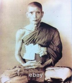 Craved White Buddha Amulet Pendant Thai temple BE 2510 Nuea Nga Sacred Substance