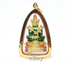 Detail Thai Emerald Buddha Amulet Solid 18K 75% Pure Gold Framed Pendant