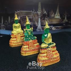 EMERALD BUDDHA Statue 3 Seasons Thai Amulet Blessed Sacred Resin Worship Box Set