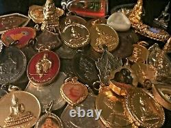 Estate Lot of Old Amulets Thai Buddha Medals Buddhist Temple Monk