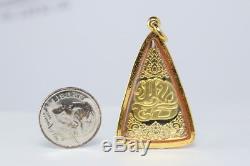 Famous Thai Buddha Chinnaraj Amulet Solid 18K 75% Pure Gold Framed Pendant