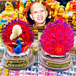 Fine Art Pidta Buddha Closed Eye Kb Ariyachat Peacock Love Pink Thai Amulet 9100