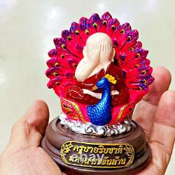 Fine Art Pidta Buddha Closed Eye Kb Ariyachat Peacock Love Pink Thai Amulet 9100
