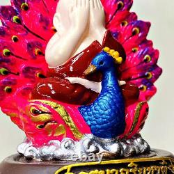 Fine Art Pidta Buddha Closed Eye Kb Ariyachat Peacock Love Pink Thai Amulet 9100