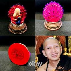 Fine Art Pidta Buddha Closed Eye Kb Ariyachat Peacock Love Pink Thai Amulet 9100