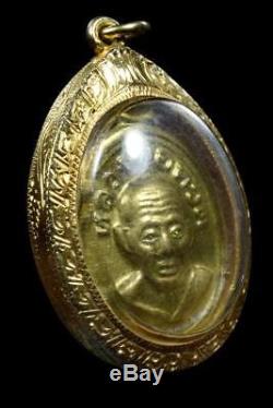 First generation LP Tuad Wat HuayMongKol Thai Buddha Amulet (SOLID Gold Case)