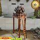 Full Set Large Thai Spirit House + 4 pole Stand Teak Wood Wooden Buddha Amulet W