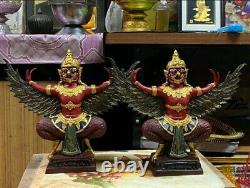Garuda Statue Red Thai Amulet Talisman Buddha Phaya Krut Power Magic Money Luck
