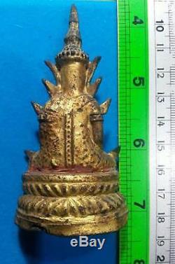 Genuine Antique Bronze Gilt Buddha Rattana 18th C Thai Amulets Statues Rare
