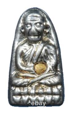 Genuine Leklai Silver Gold LP Thuad Mystery Ajan Sompron Thai Buddha Amulet