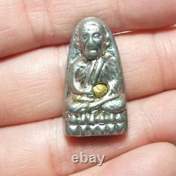 Genuine Leklai Silver Gold LP Thuad Mystery Ajan Sompron Thai Buddha Amulet