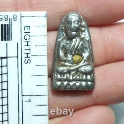 Genuine Leklai Silver Gold LP Thuad Mystery Ajan Sompron Thai Buddha Amulet