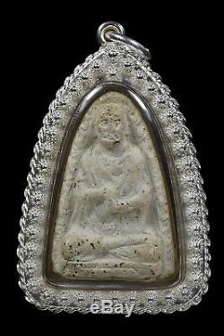 Genuine Thai Amulet Phra Somdej Toh Wat PRASAT Buddha in 925 Silver case