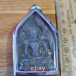 Genuine Thai Buddha Khun Phan Powerful Amulet, Set In Stainless Steel Case