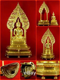 Gilt Brass Buddha Statues Magnificent Thai Amulet B. E. 2527 Wealth Temple