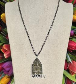 Glaze Buddha Phra Khun Paen Ayutthaya Gild Thai Amulet Pedant Sterling Silver #1