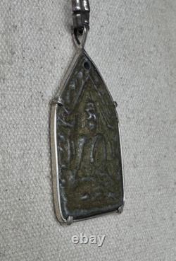 Glaze Buddha Phra Khun Paen Ayutthaya Gild Thai Amulet Pedant Sterling Silver #1
