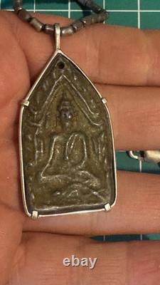 Glaze Buddha Phra Khun Paen Ayutthaya Gild Thai Amulet Pedant Sterling Silver #1