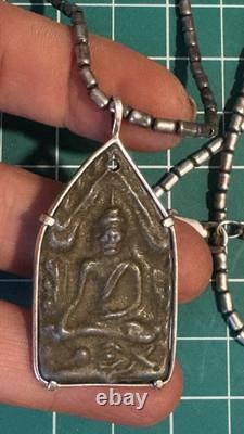 Glaze Buddha Phra Khun Paen Ayutthaya Gild Thai Amulet Pedant Sterling Silver #1 Glaze Buddha Phra Khun Paen Ayutthaya Gild Thai Amulet Pedant Sterling Silver #1