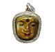 Gold Buddha Face Pendant STERLING SILVER 925 Case Sacred Thai Amulet Takrut