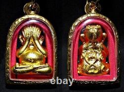 Gold Buddha'Phra Pidta Ara Yu Yuen' LP Kee Figure Thai Amulet