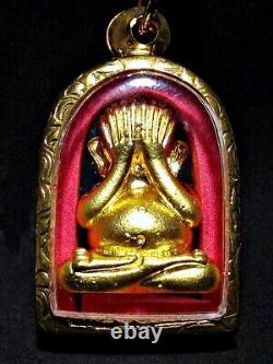 Gold Buddha'Phra Pidta Ara Yu Yuen' LP Kee Figure Thai Amulet