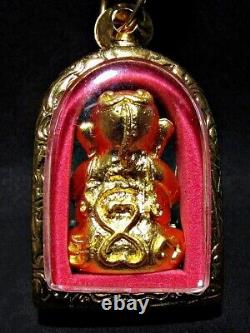 Gold Buddha'Phra Pidta Ara Yu Yuen' LP Kee Figure Thai Amulet